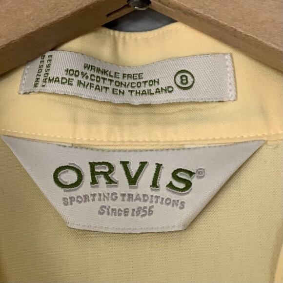 Orvis Wrinkle Free Womens Size 8 Yellow Button Up Shirt Minimalist Office Preppy - Picture 3 of 6